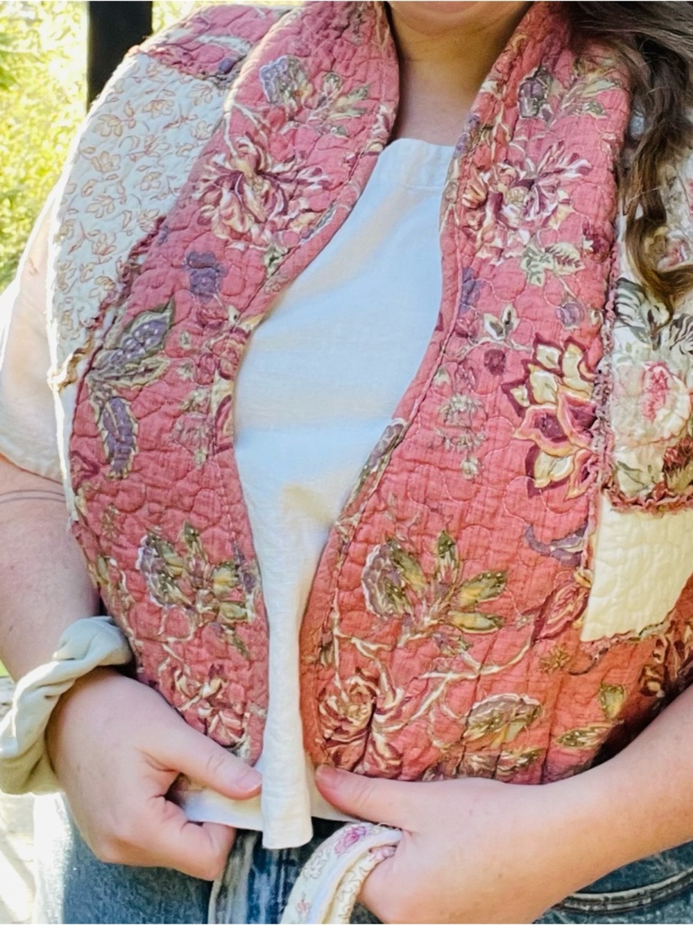 Handmade patchwork Floral Quilted Vest  OS